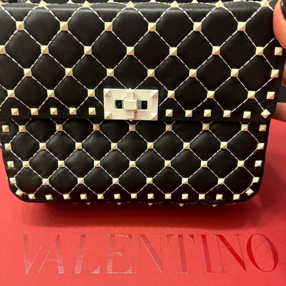 VALENTINO Rockstud Spike Shoulder Bag- Black